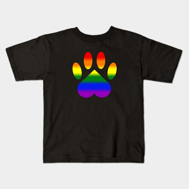 Rainbow Pride Paw Kids T-Shirt by shaneisadragon